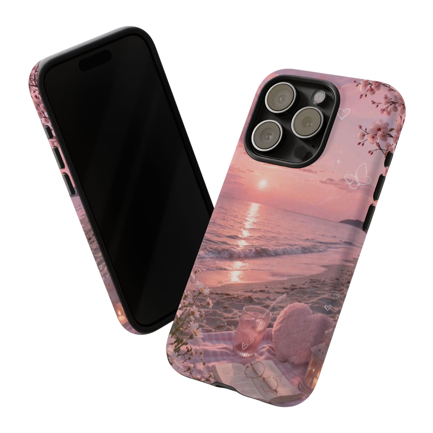 Pink Sunset Beach Phone Case "Romantic Seaside"