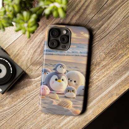 Cute Plush Penguins Beach Phone Case