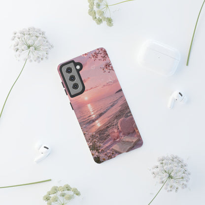 Pink Sunset Beach Phone Case "Romantic Coastal"