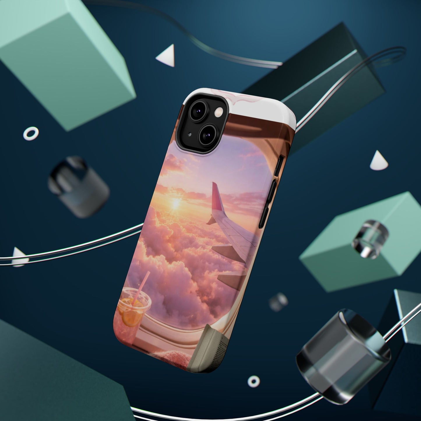iPhone Magnetic Case "Airplane Window Sunset Travel"