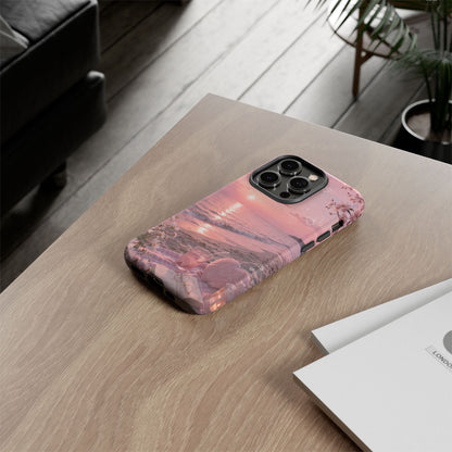 Pink Sunset Beach Phone Case "Romantic Seaside"