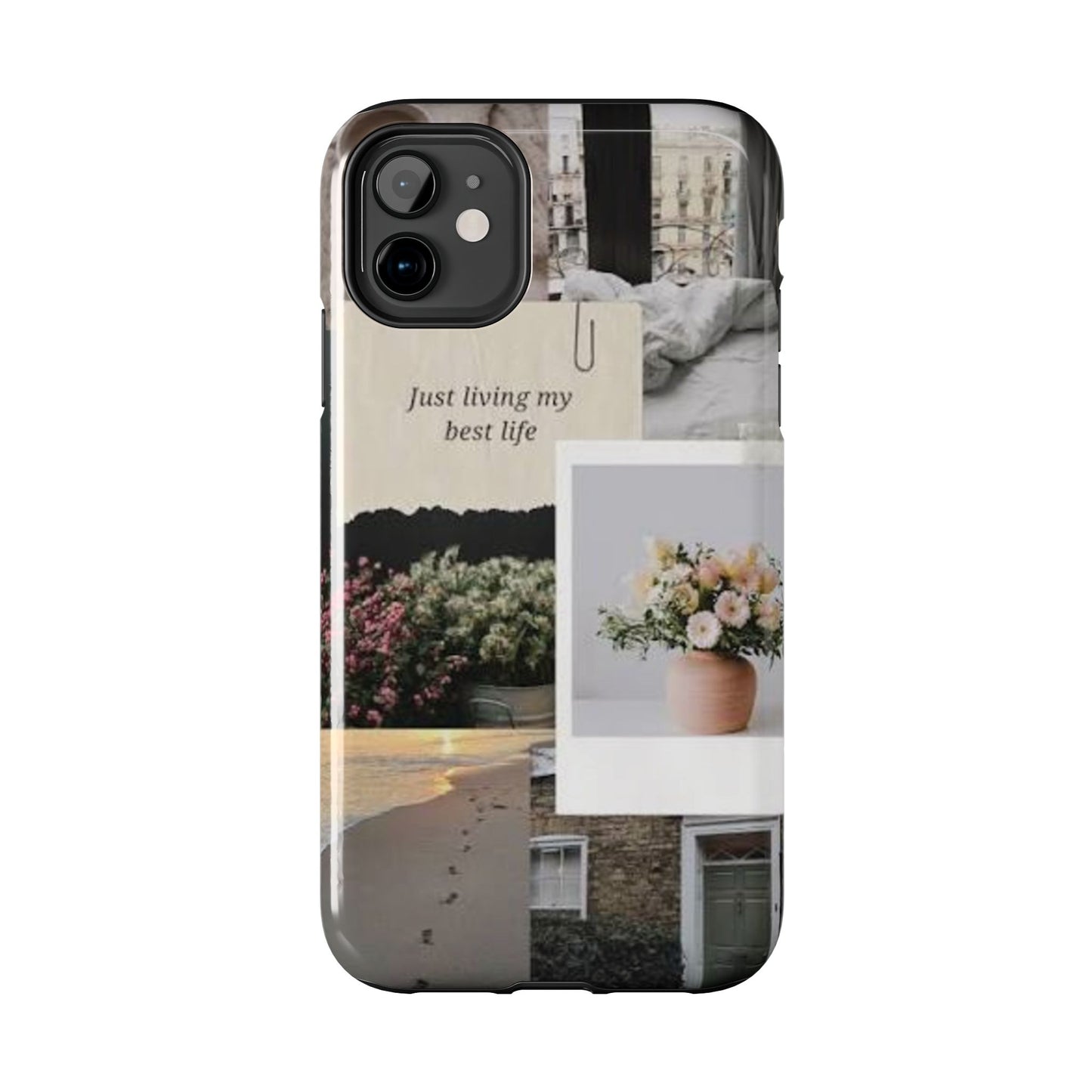 Inspirational Floral Phone Case – Cover with "Just Living My Best Life"