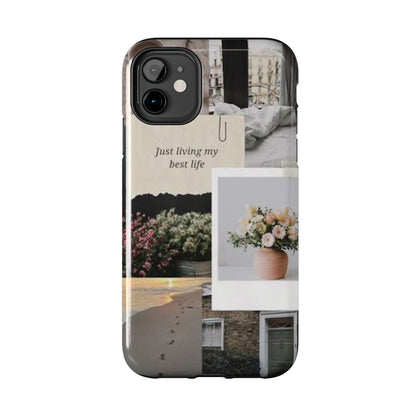 Inspirational Floral Phone Case – Cover with "Just Living My Best Life"