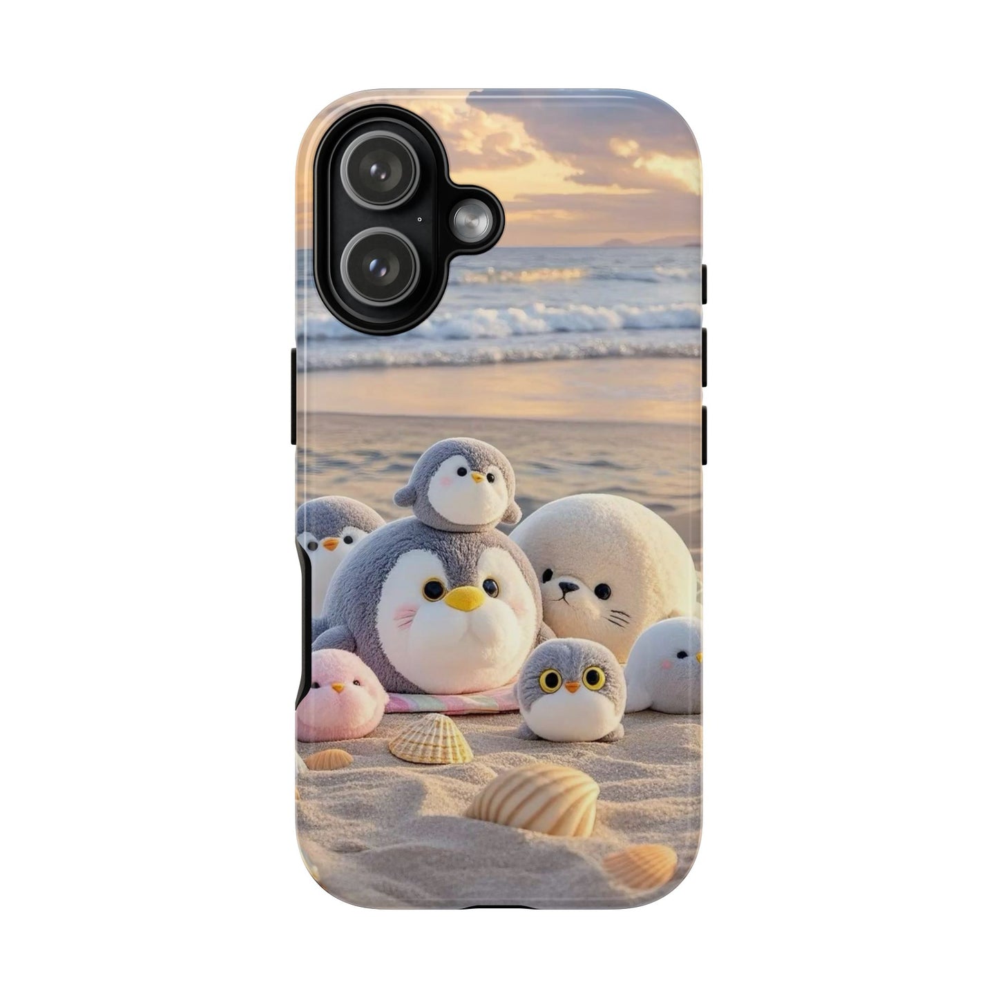 Cute Plush Penguins Beach Phone Case