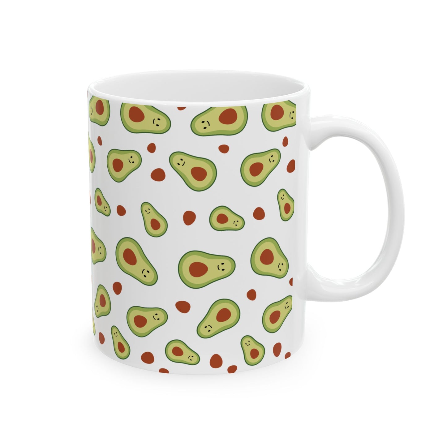 Cute Avocado Pattern Mug | Ceramic Coffee Cup, 11oz or 15oz