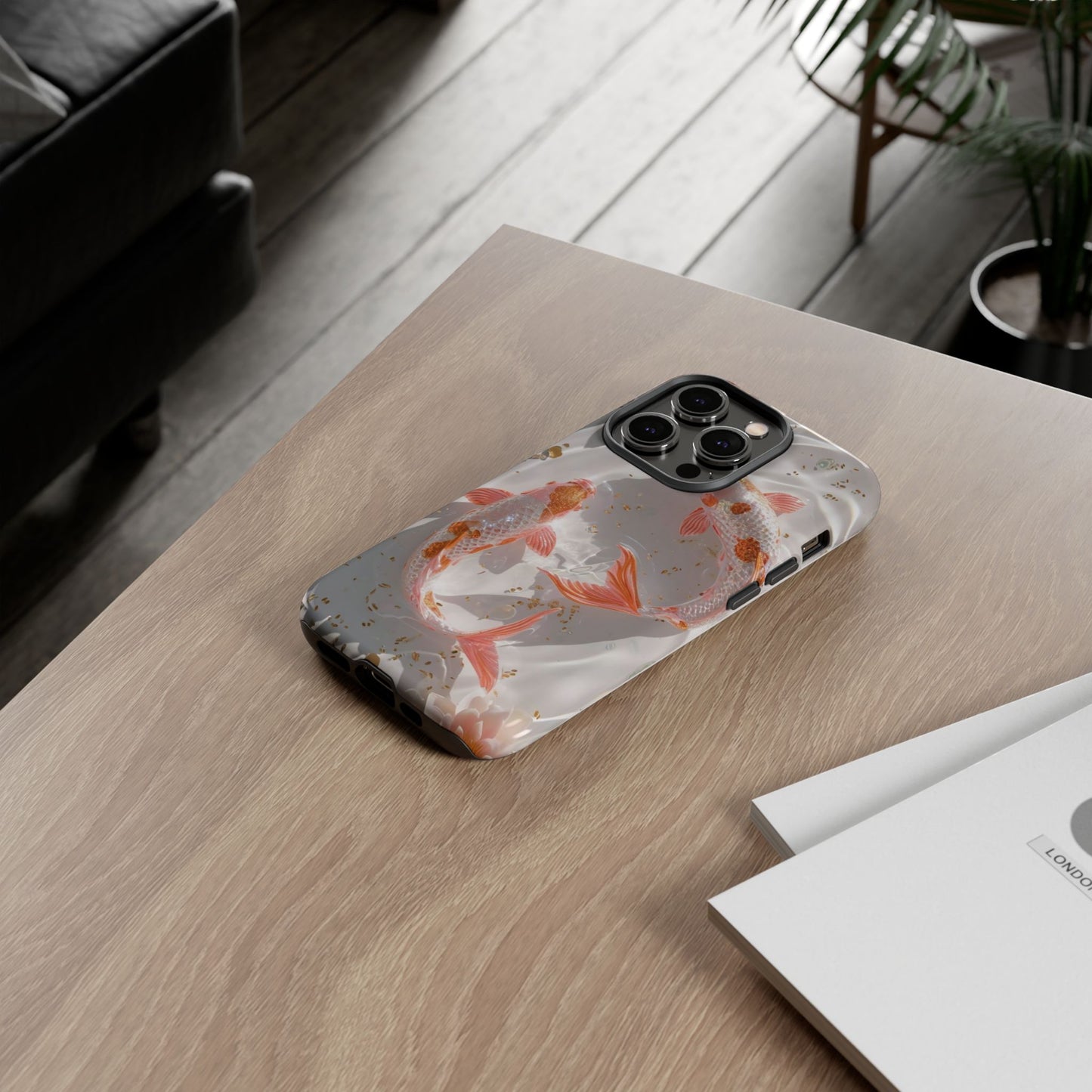 Koi Fish Phone Case "Serene Gold Fleck Watercolor"