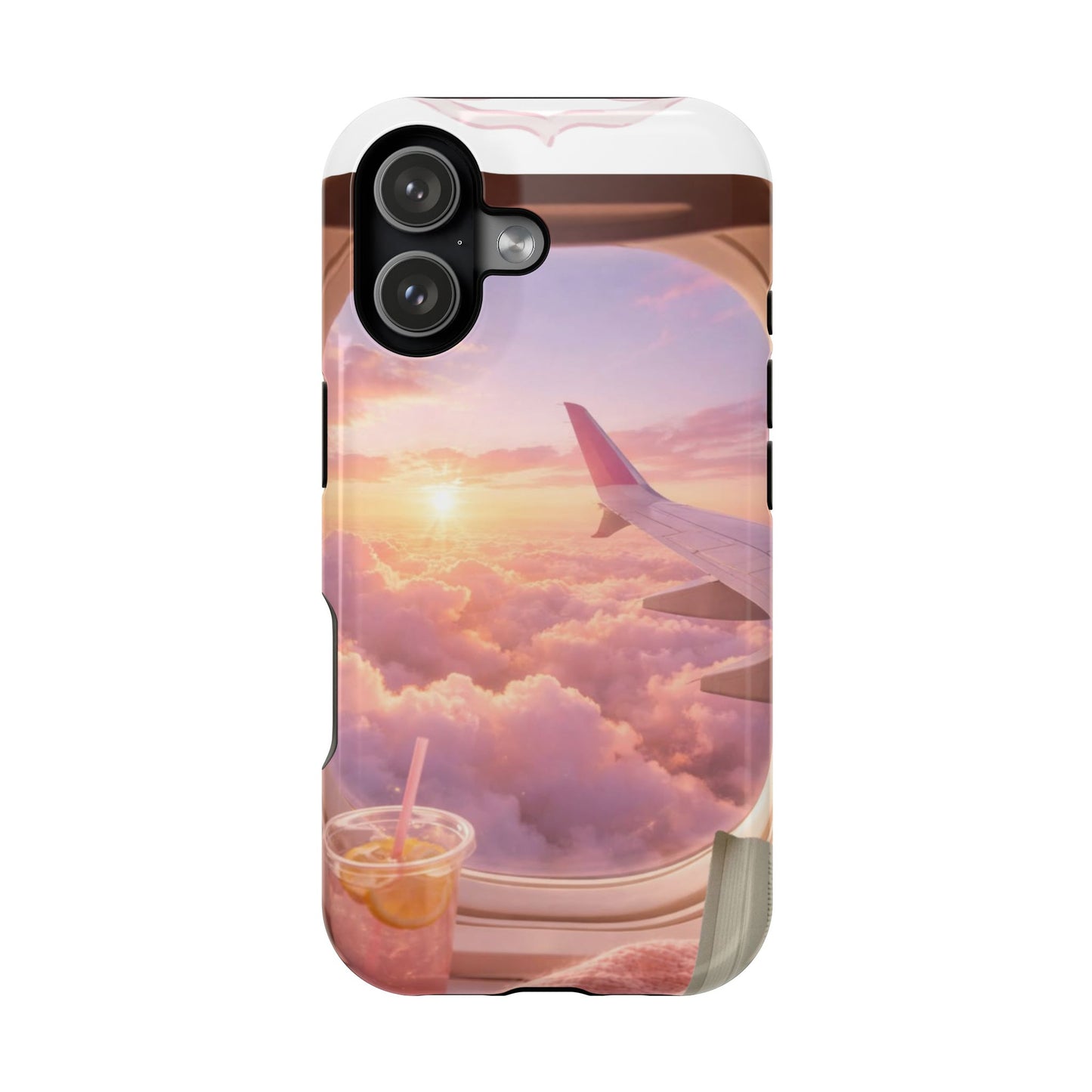 iPhone Magnetic Case "Airplane Window Sunset Travel"