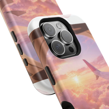 iPhone Magnetic Case "Airplane Window Sunset Travel"