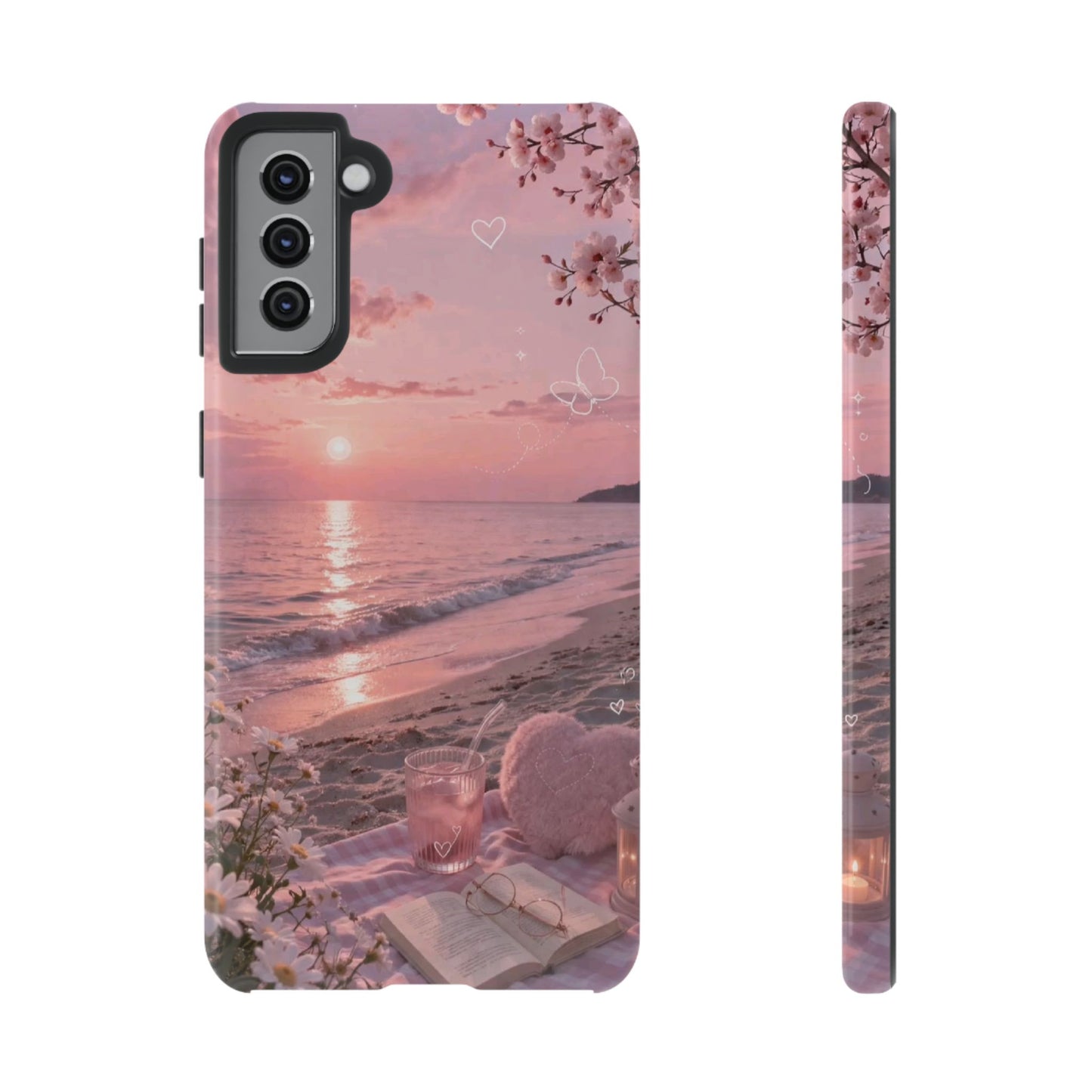 Pink Sunset Beach Phone Case "Romantic Coastal"