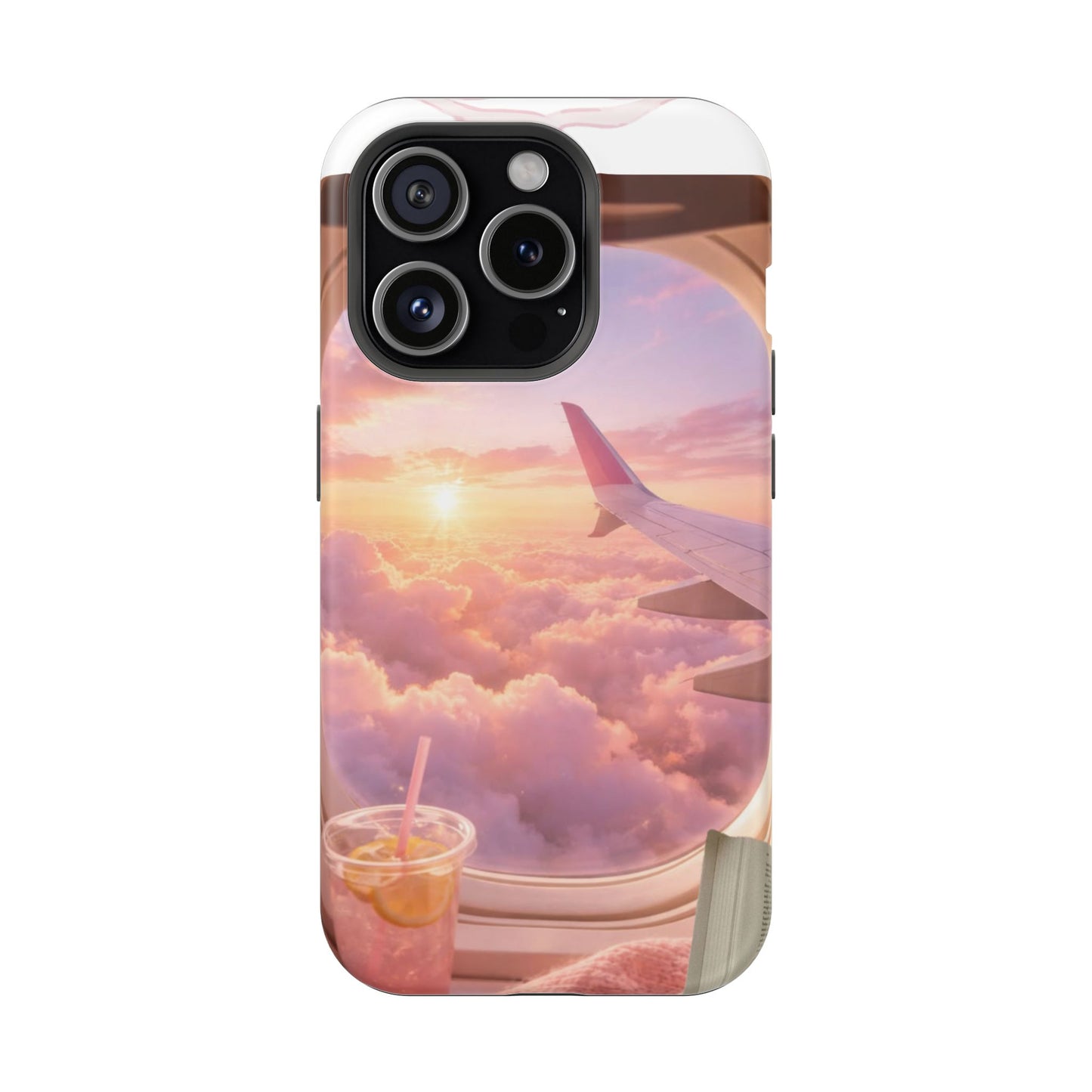iPhone Magnetic Case "Airplane Window Sunset Travel"
