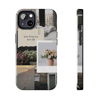Inspirational Floral Phone Case – Cover with "Just Living My Best Life"