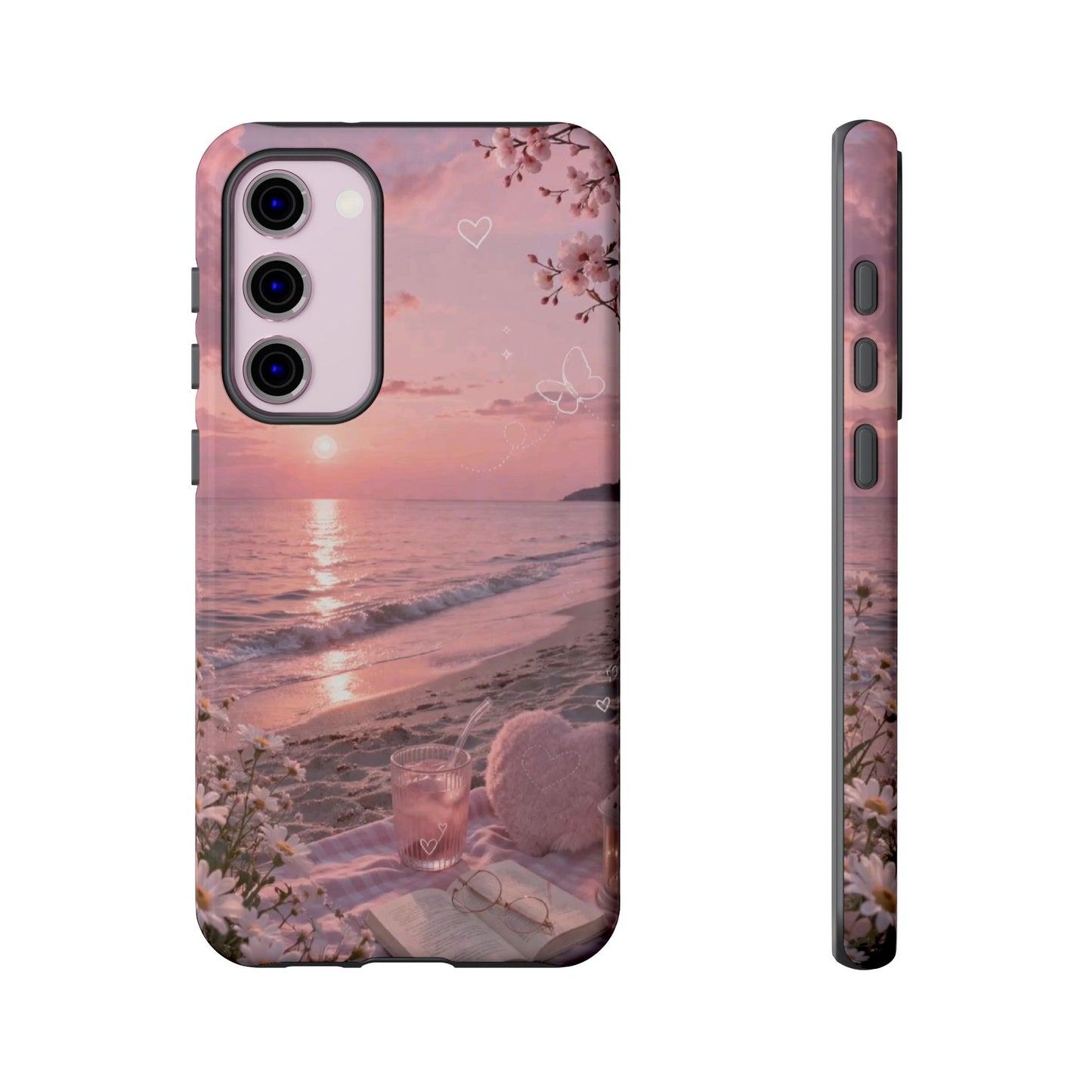 Pink Sunset Beach Phone Case "Romantic Coastal"