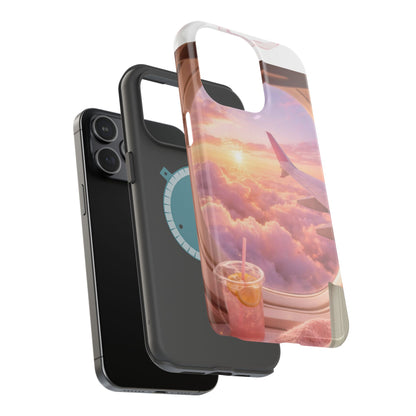 iPhone Magnetic Case "Airplane Window Sunset Travel"