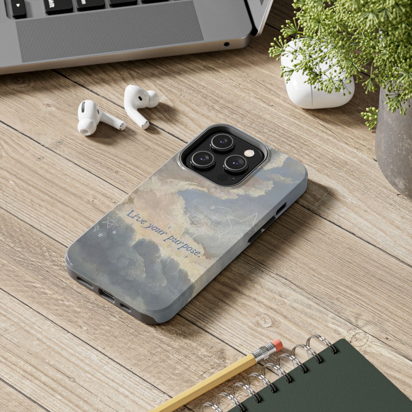 Cloudy Sky 'Live Your Purpose' Tough Phone Case — Motivational Protective Phone Cover