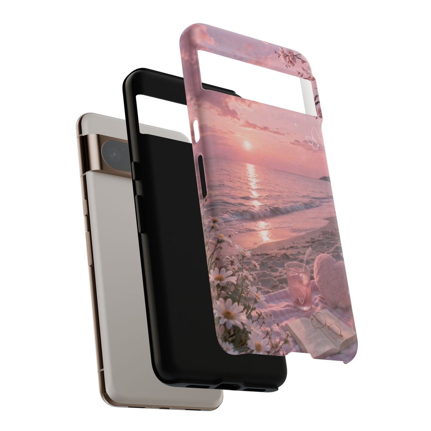 Pink Sunset Beach Phone Case "Romantic Seaside"