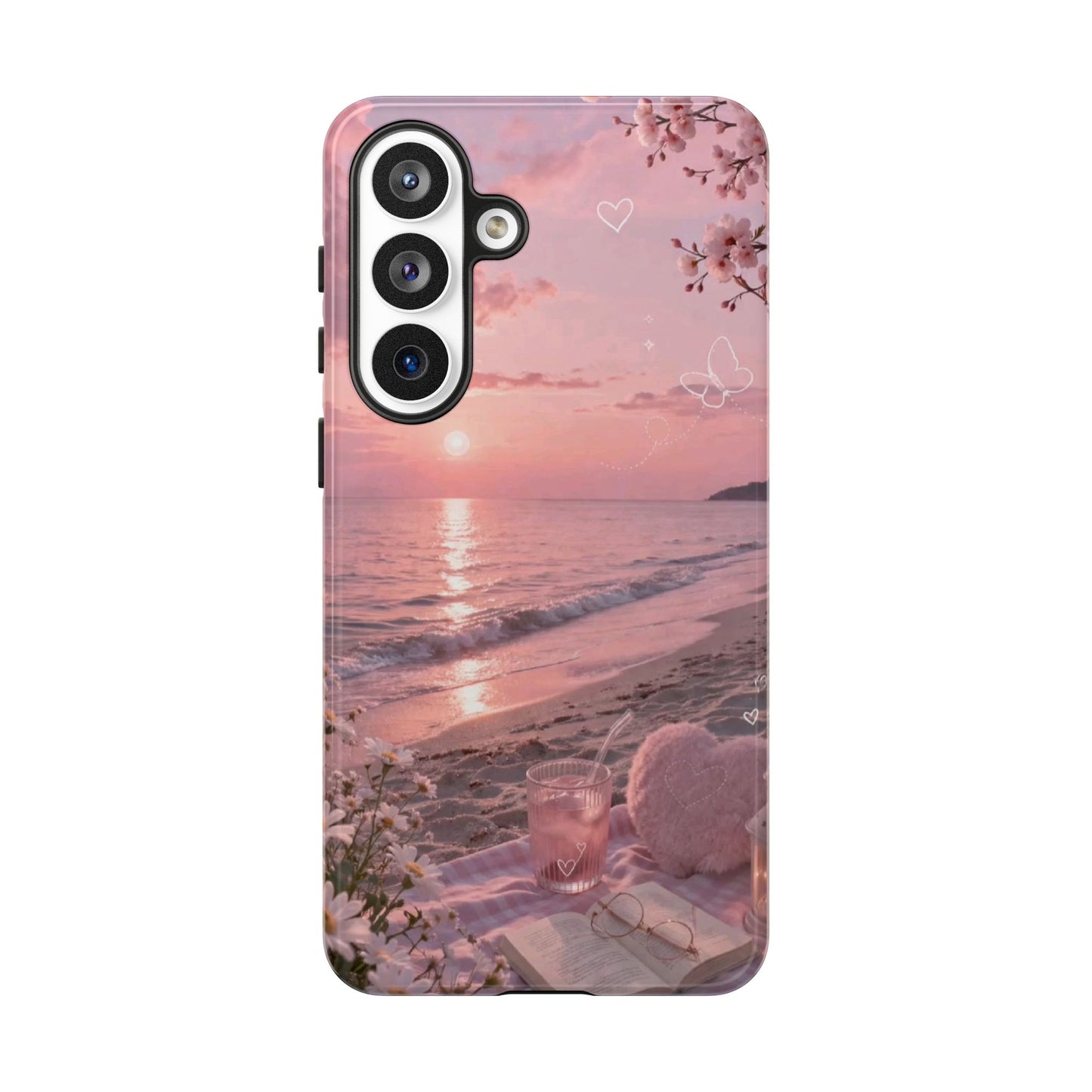 Pink Sunset Beach Phone Case "Romantic Seaside"