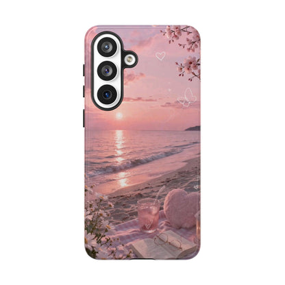 Pink Sunset Beach Phone Case "Romantic Seaside"
