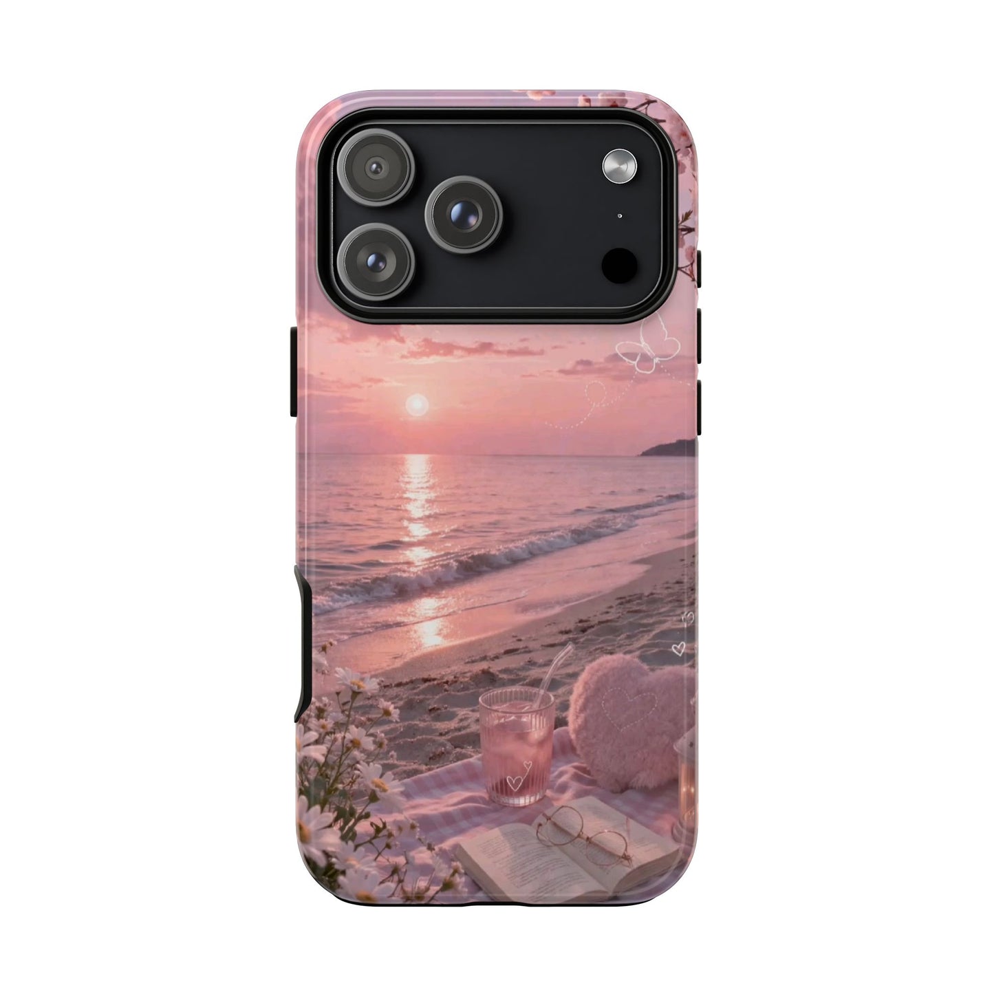 Pink Sunset Beach Phone Case "Romantic Seaside"