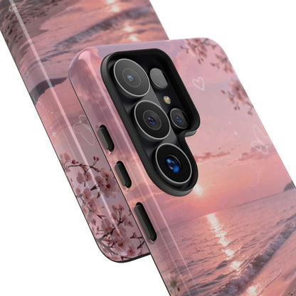 Pink Sunset Beach Phone Case "Romantic Seaside"