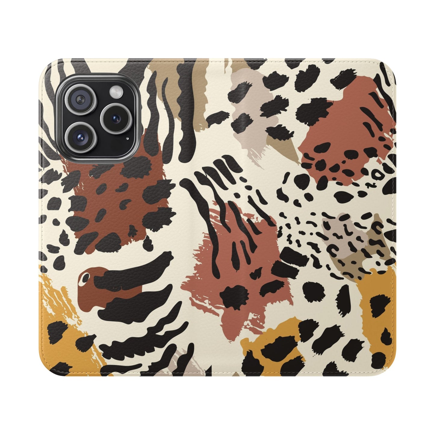 Leopard Patchwork Flip Wallet Case with Card Slots