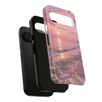 Pink Sunset Beach Phone Case "Romantic Seaside"