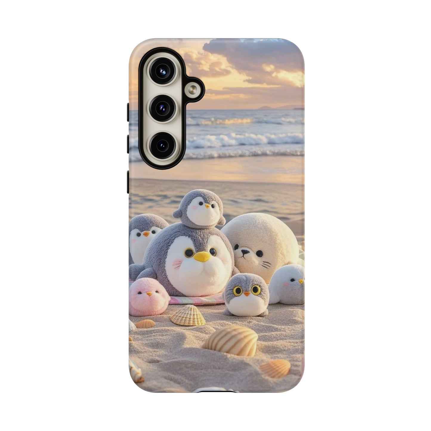 Cute Plush Penguins Beach Phone Case