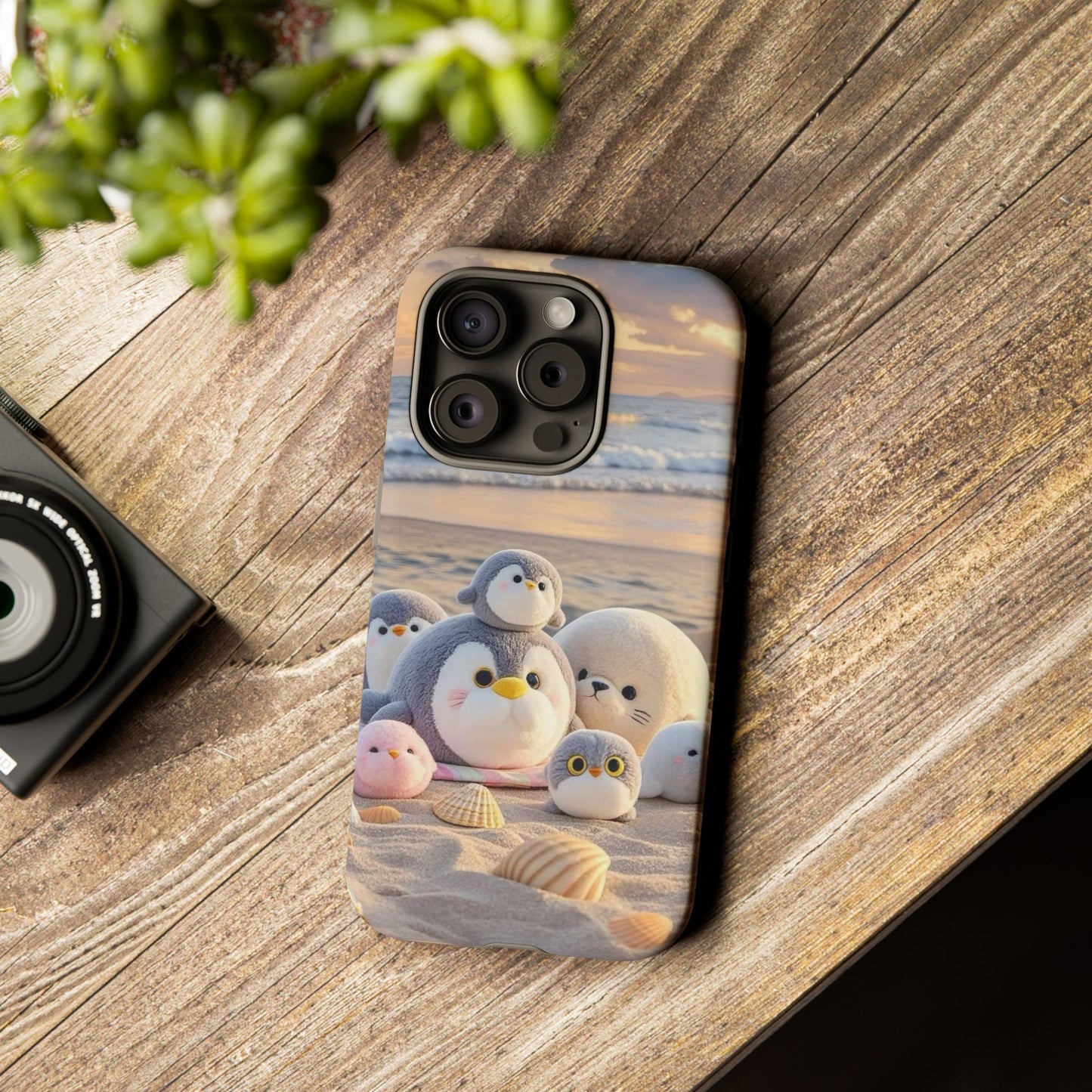 Cute Plush Penguins Beach Phone Case