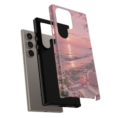 Pink Sunset Beach Phone Case "Romantic Seaside"