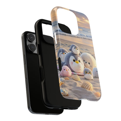 Cute Plush Penguins Beach Phone Case