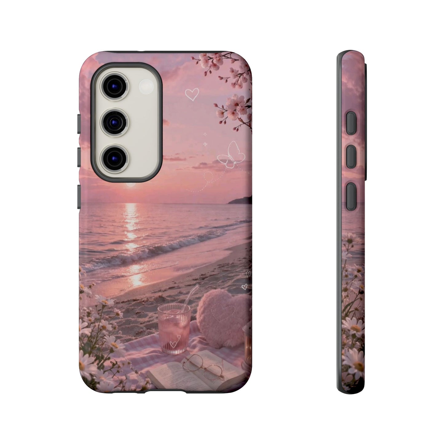 Pink Sunset Beach Phone Case "Romantic Coastal"