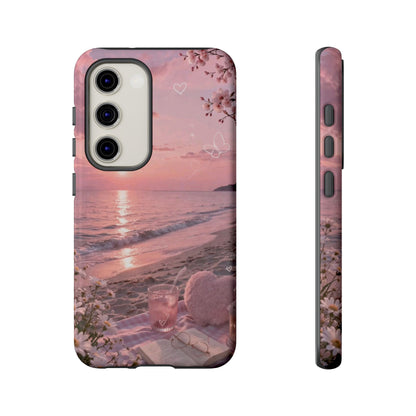 Pink Sunset Beach Phone Case "Romantic Coastal"