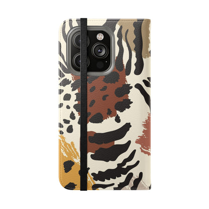 Leopard Patchwork Flip Wallet Case with Card Slots
