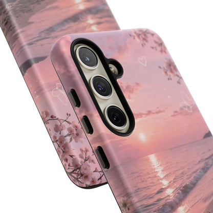 Pink Sunset Beach Phone Case "Romantic Seaside"