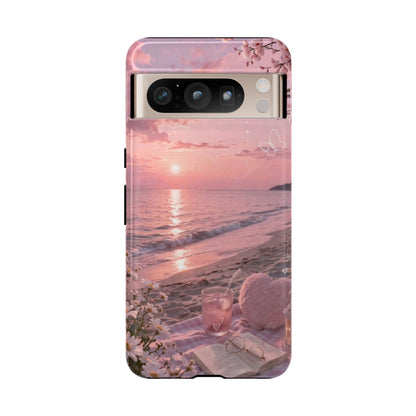 Pink Sunset Beach Phone Case "Romantic Seaside"