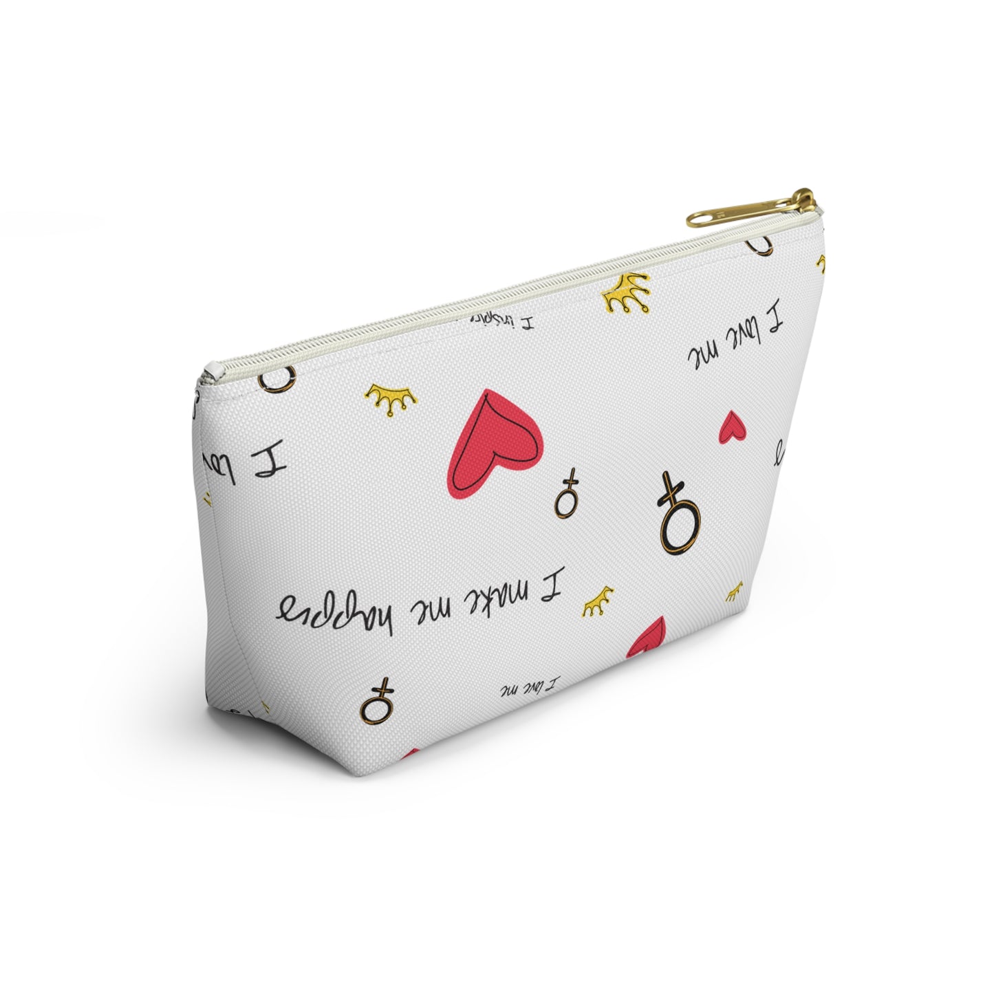 Self-Love Accessory Pouch — 'I Love Me' Cosmetic Bag with Hearts & Venus Symbols