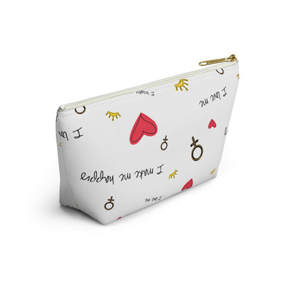 Self-Love Accessory Pouch — 'I Love Me' Cosmetic Bag with Hearts & Venus Symbols