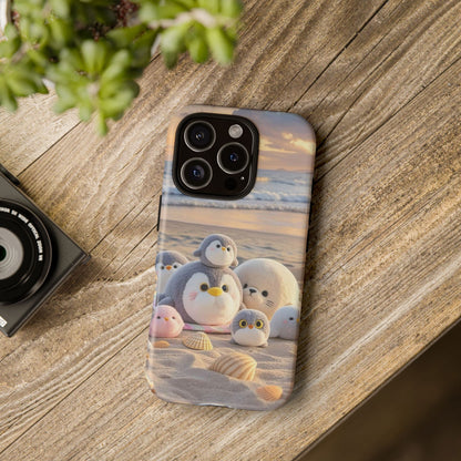 Cute Plush Penguins Beach Phone Case