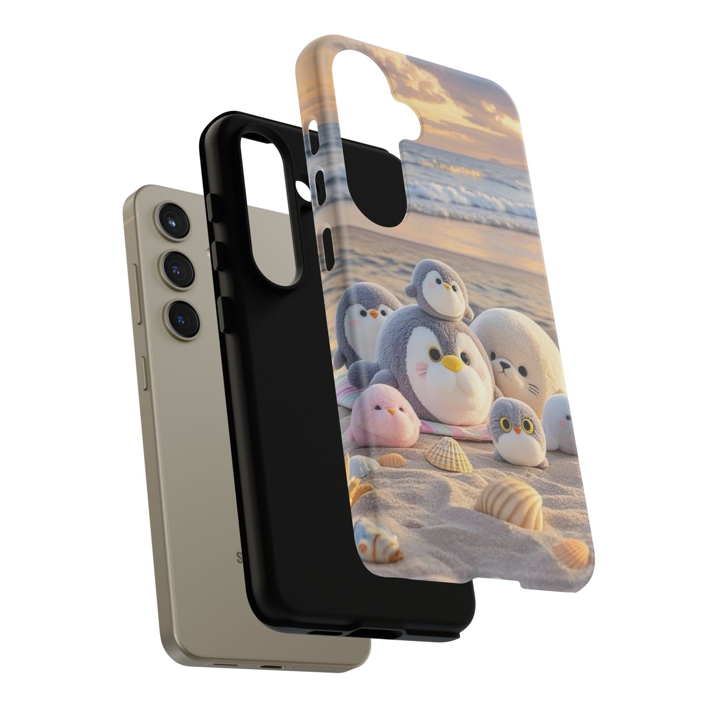 Cute Plush Penguins Beach Phone Case