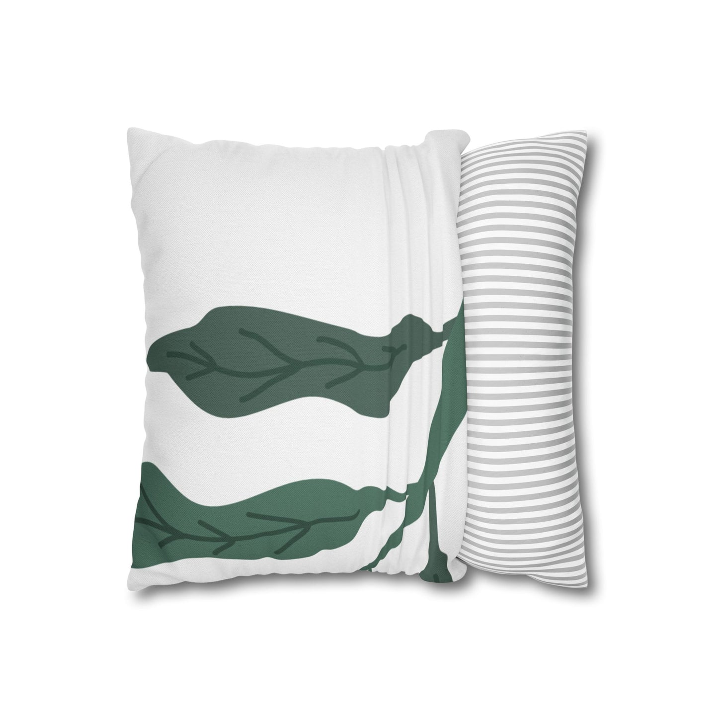 Botanical Leaf Throw Pillow — Green Leaves Decorative Pillowcase