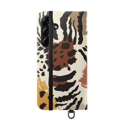 Leopard Patchwork Flip Wallet Case with Card Slots