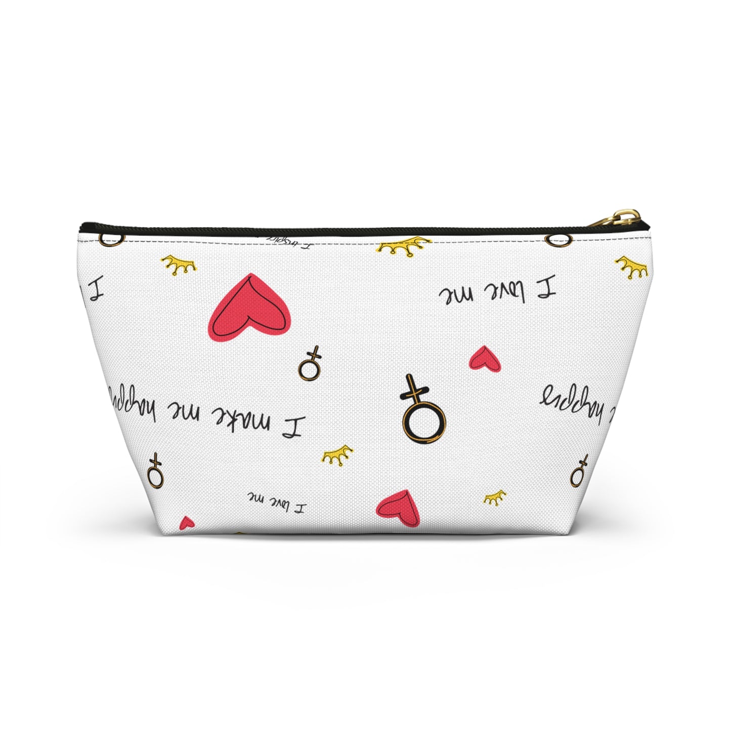 Self-Love Accessory Pouch — 'I Love Me' Cosmetic Bag with Hearts & Venus Symbols