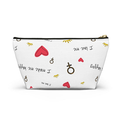 Self-Love Accessory Pouch — 'I Love Me' Cosmetic Bag with Hearts & Venus Symbols