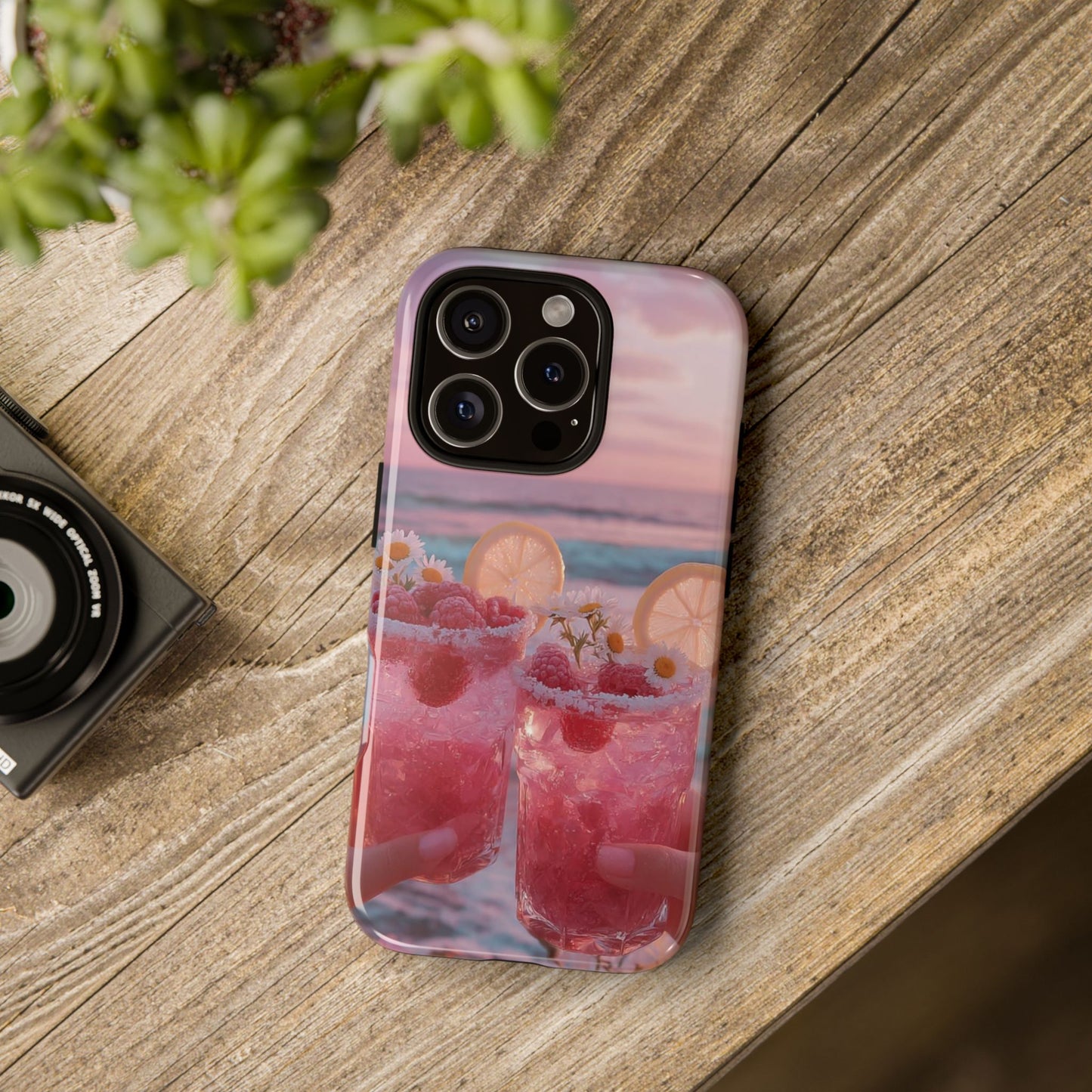 Pink Sunset Cocktail Phone Case — Beach Drink Protective Cover