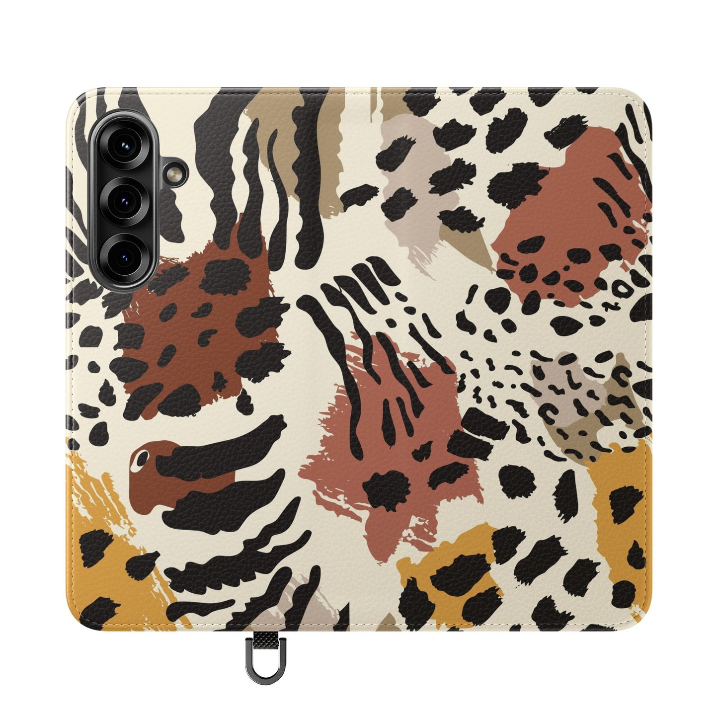 Leopard Patchwork Flip Wallet Case with Card Slots