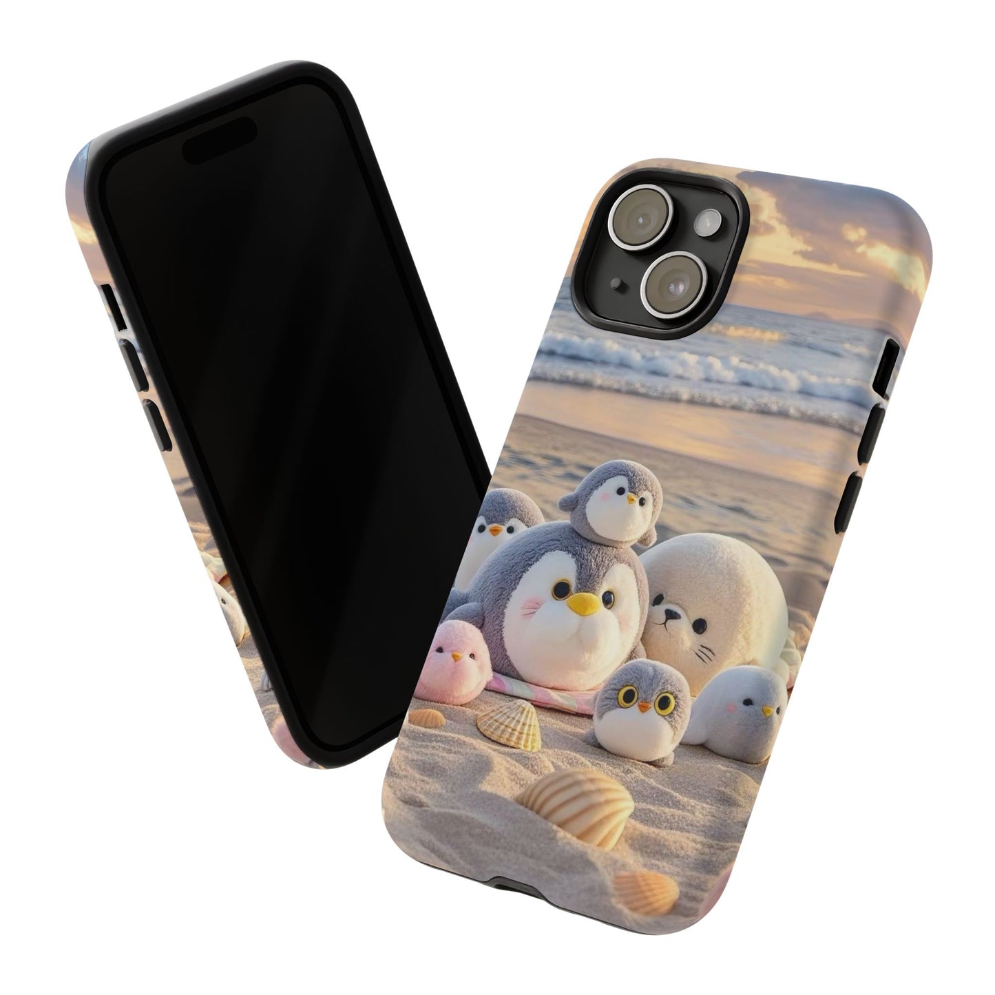 Cute Plush Penguins Beach Phone Case