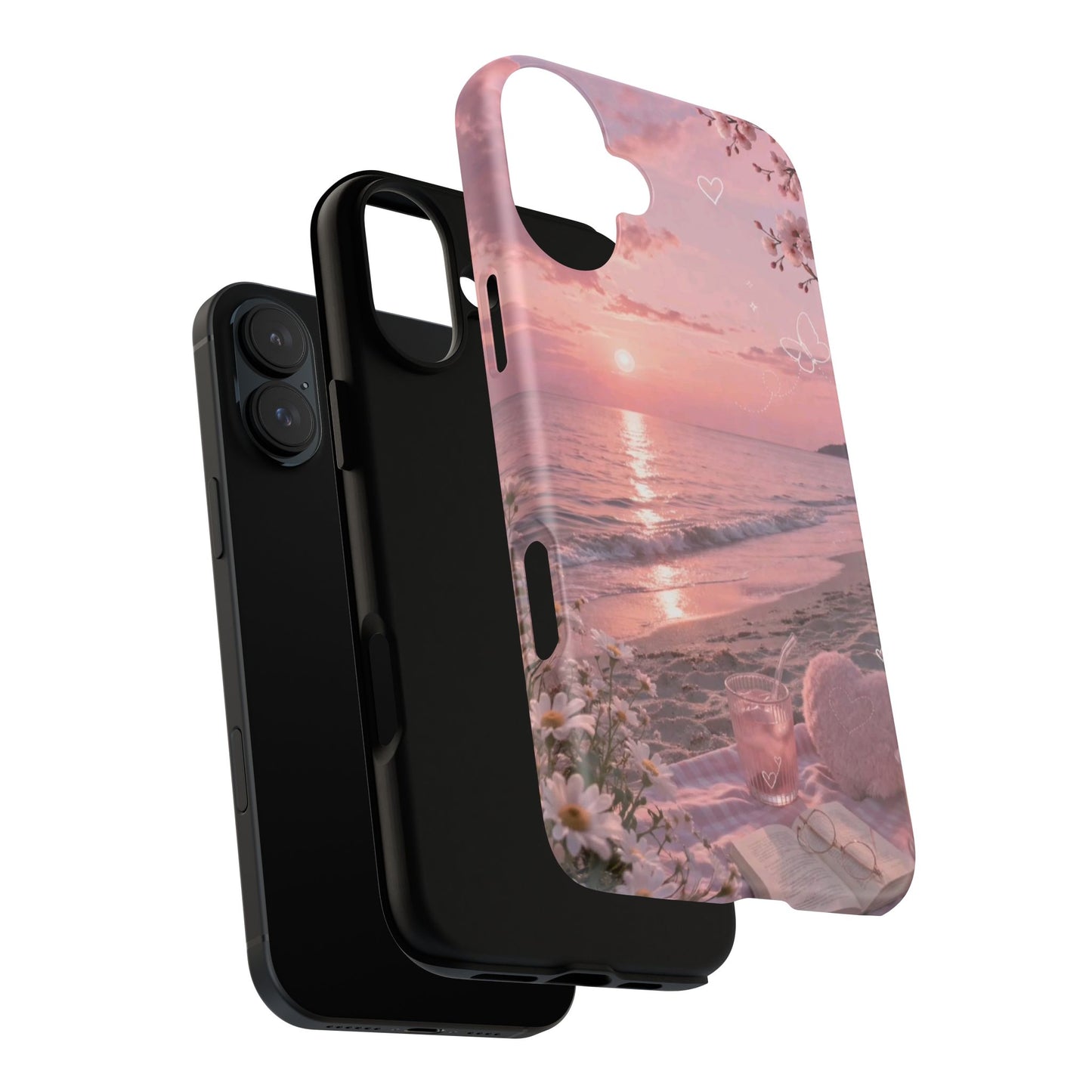 Pink Sunset Beach Phone Case "Romantic Seaside"