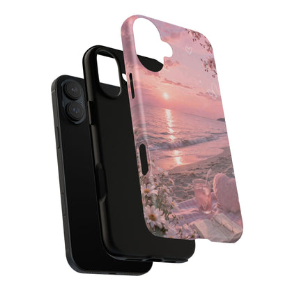 Pink Sunset Beach Phone Case "Romantic Seaside"