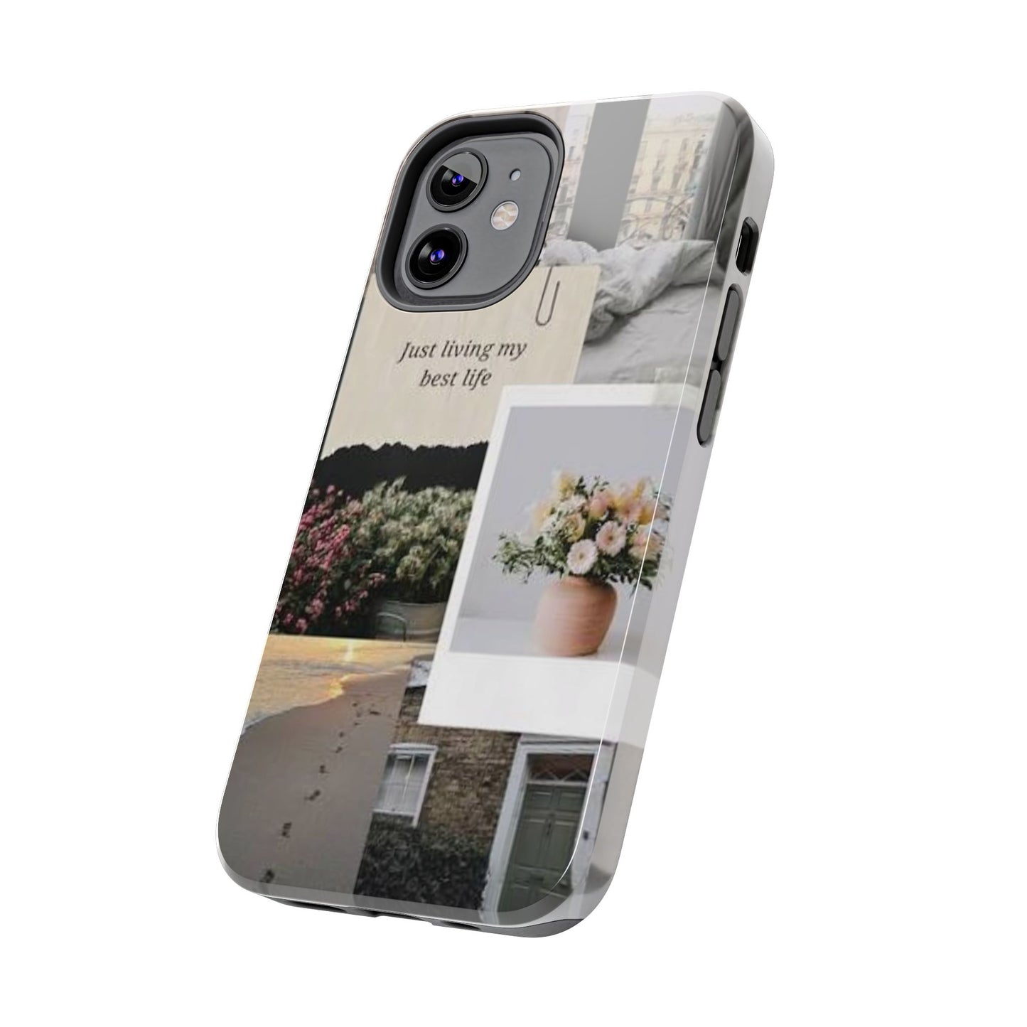 Inspirational Floral Phone Case – Cover with "Just Living My Best Life"