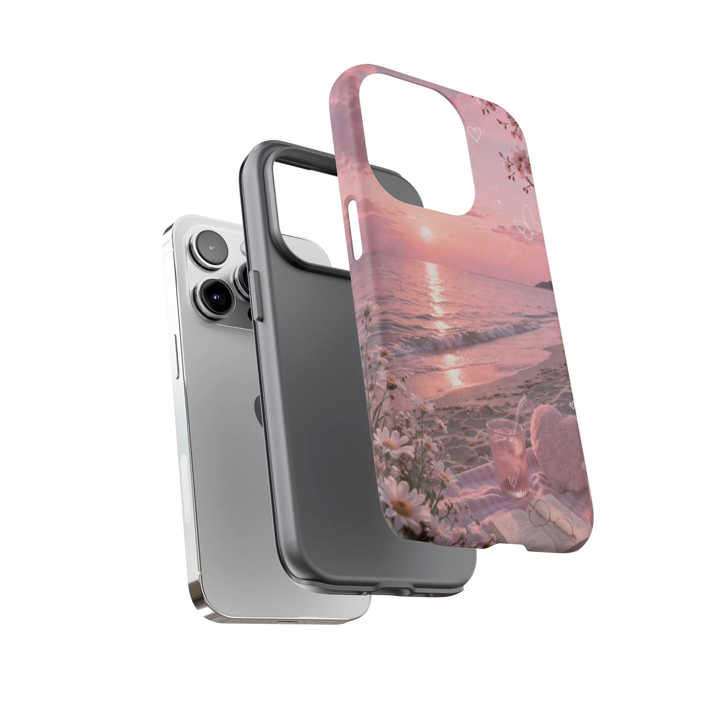 Pink Sunset Beach Phone Case "Romantic Seaside"