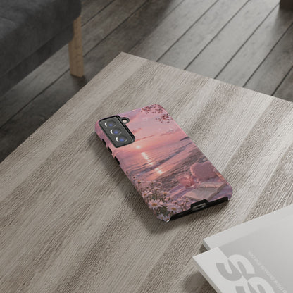 Pink Sunset Beach Phone Case "Romantic Coastal"